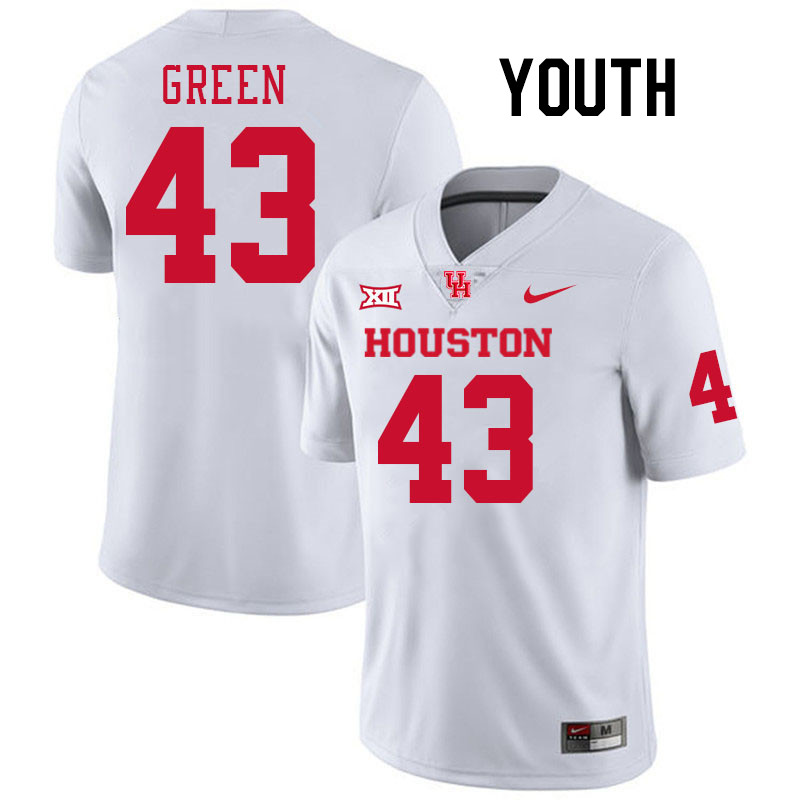 Youth #43 Rickey Green Houston Cougars College Football Jerseys Stitched-White